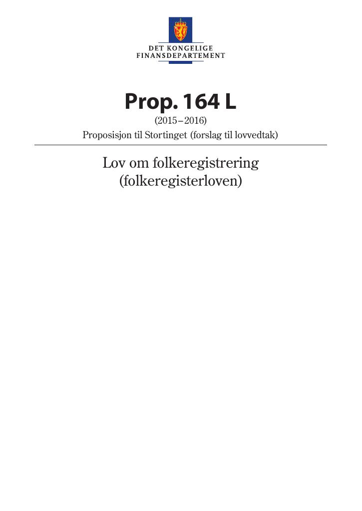 Forsiden av dokumentet Prop. 164 L (2015–2016)