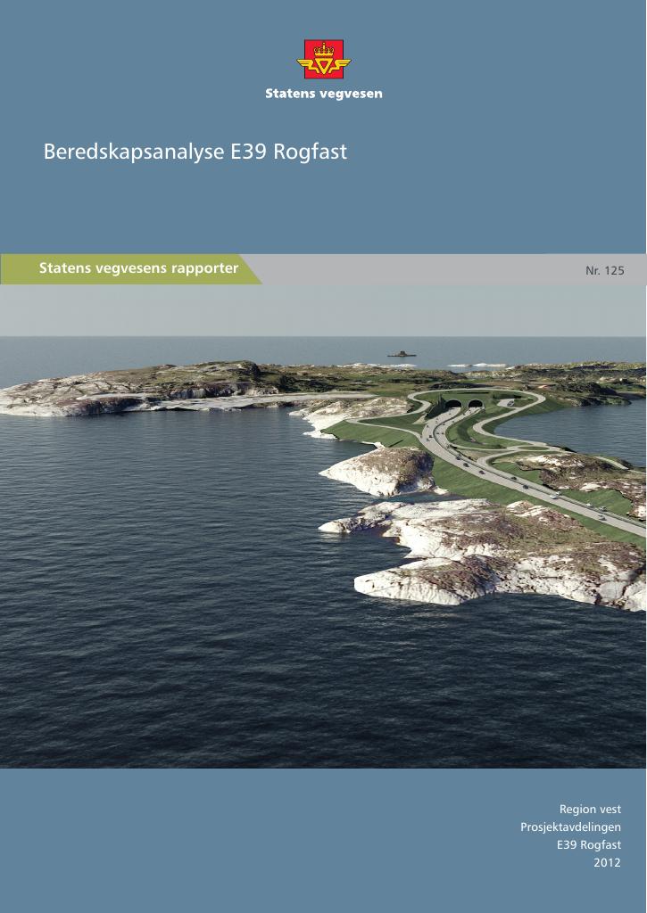Forsiden av dokumentet Beredskapsanalyse E39 Rogfast