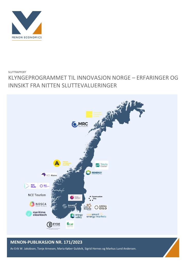 Klyngeprogrammet Til Innovasjon Norge : Erfaringer Og Innsikt Fra 19 ...