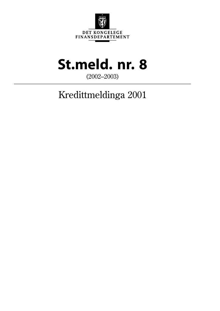 Forsiden av dokumentet St.meld. nr. 8 (2002-2003)