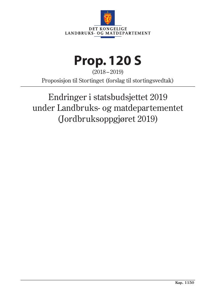 Forsiden av dokumentet Prop. 120 S (2018–2019)