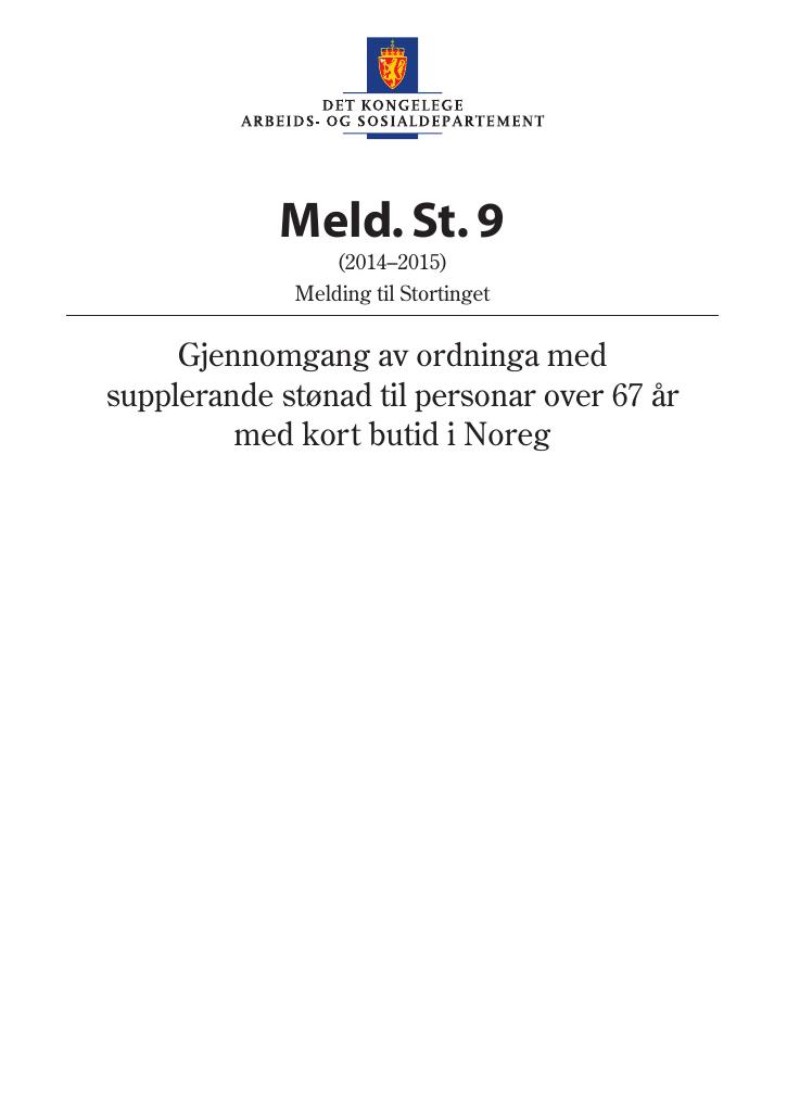 Forsiden av dokumentet Meld. St. 9 (2014-2015)