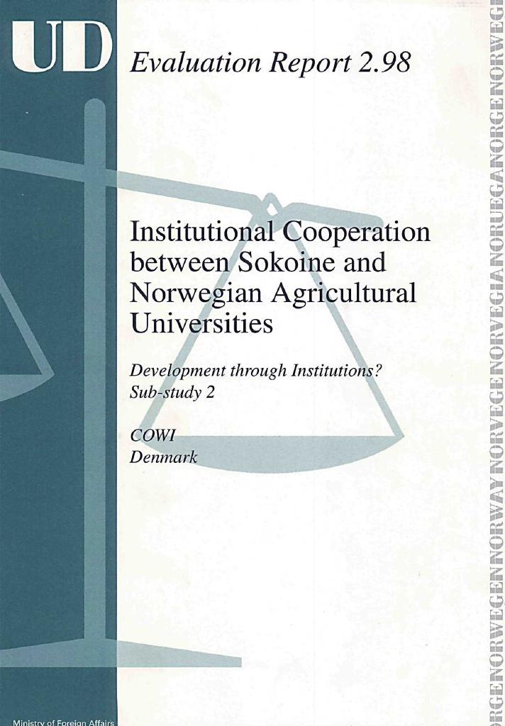 Forsiden av dokumentet Institutional Cooperation between Sokoine and Norwegian Agricultural Universities