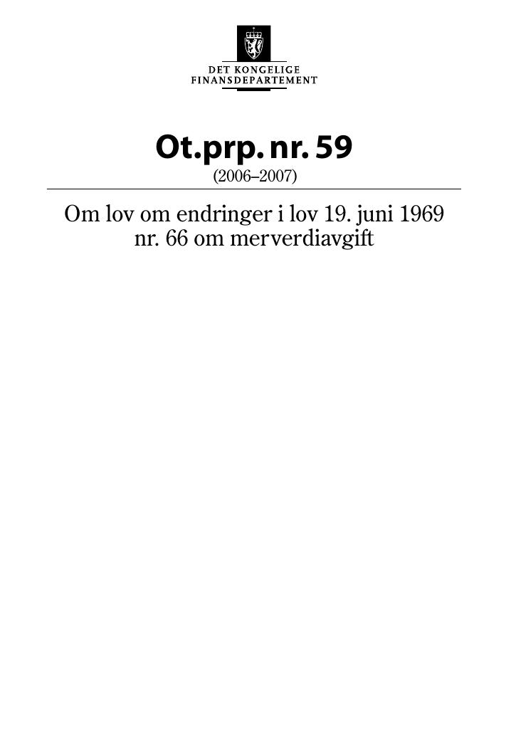 Forsiden av dokumentet Ot.prp. nr. 59 (2006-2007)