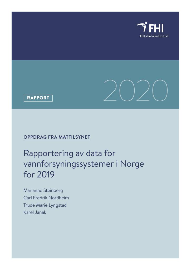 Forsiden av dokumentet Rapportering av data for vannforsyningssystemer i Norge for 2019