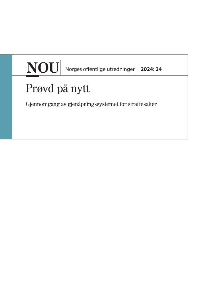 Forsiden av dokumentet NOU 2024: 24 - Prøvd på nytt