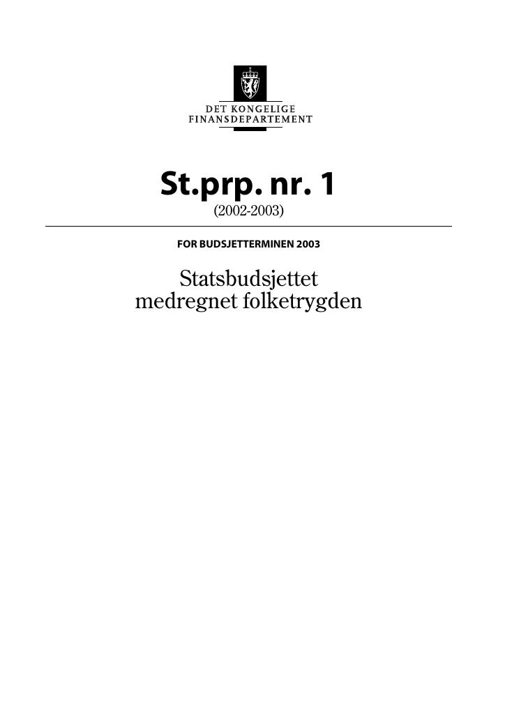 Forsiden av dokumentet St.prp. nr. 1 (2002-2003)