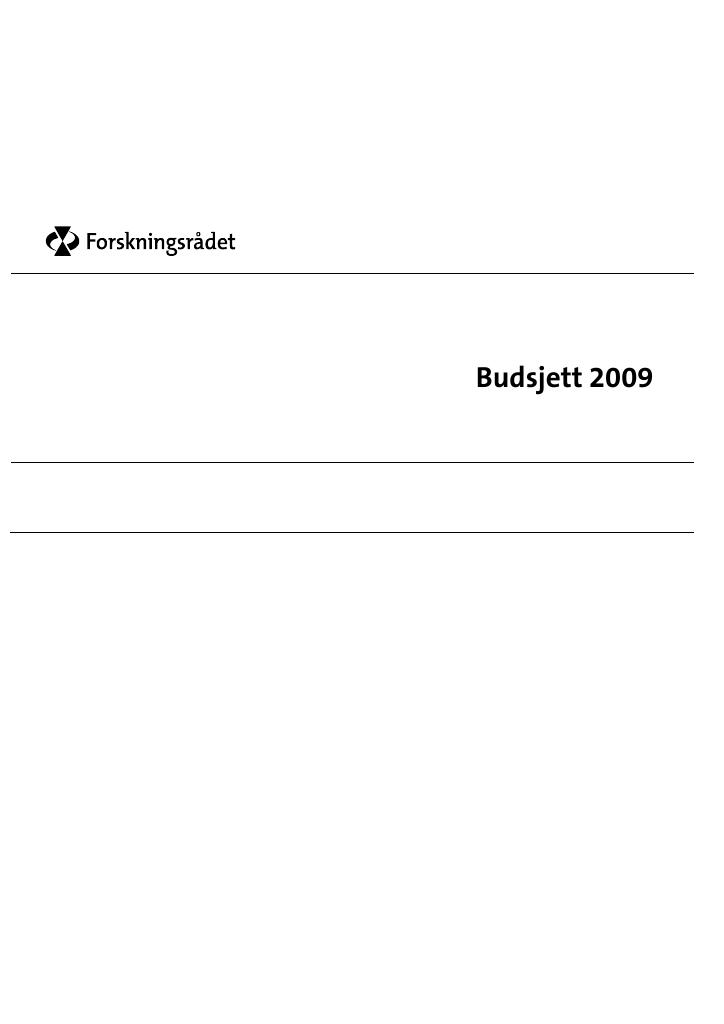 Forsiden av dokumentet Budsjett 2009 - Forskningsrådet