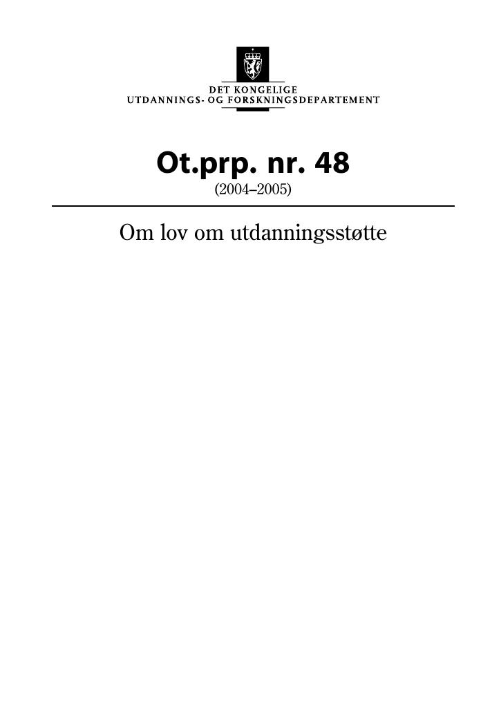 Forsiden av dokumentet Ot.prp. nr. 48 (2004-2005)