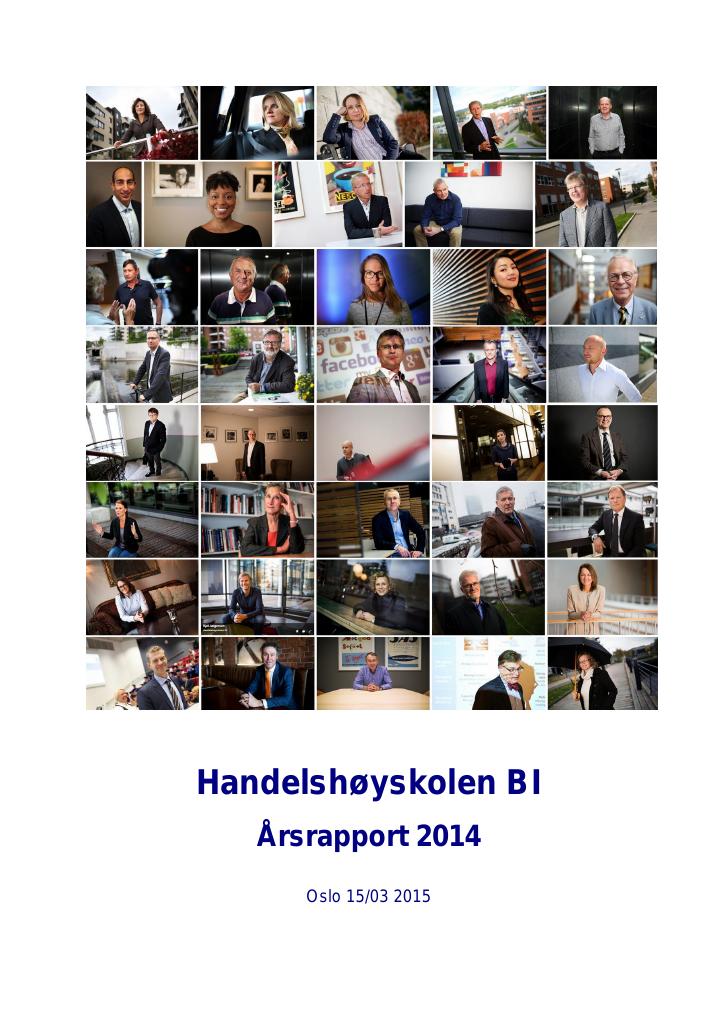 Forsiden av dokumentet Årsrapport Handelshøyskolen BI 2014