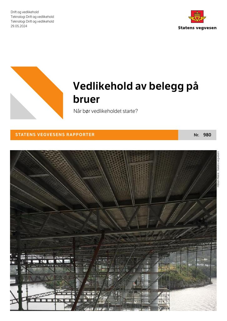 Forsiden av dokumentet Vedlikehold av belegg på bruer
