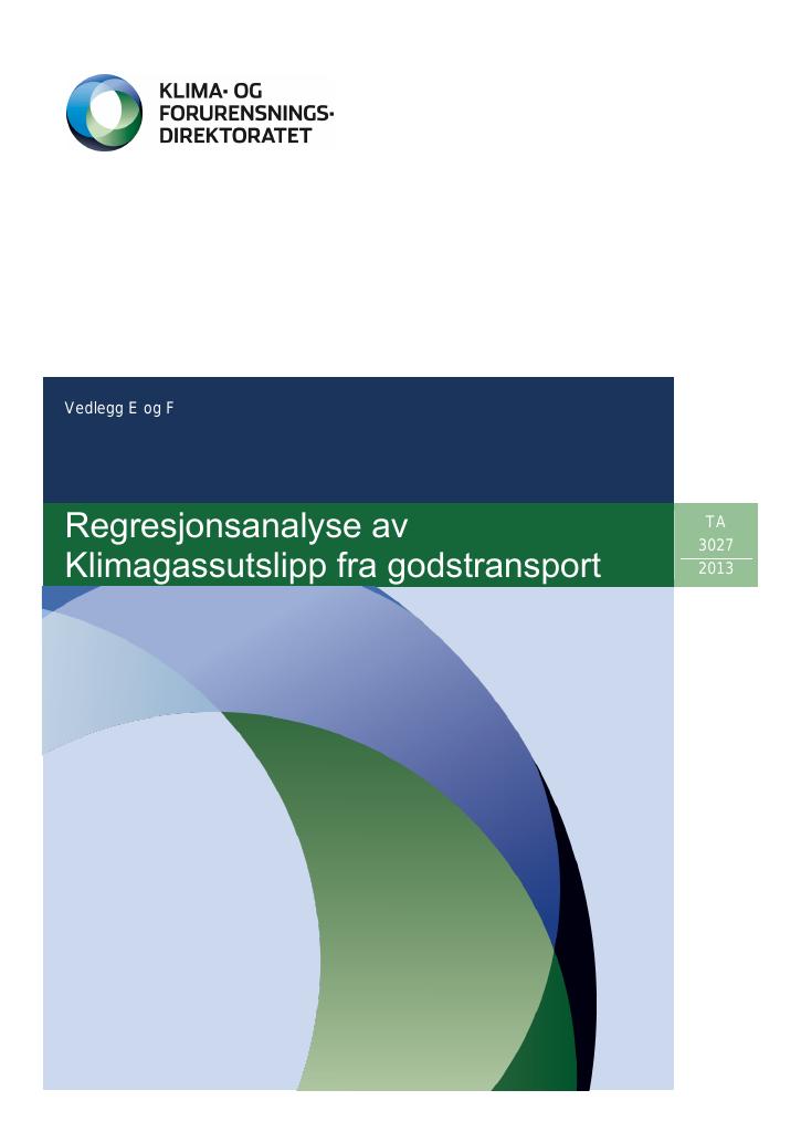 Forsiden av dokumentet Regresjonsanalyse av Klimagassutslipp fra godstransport