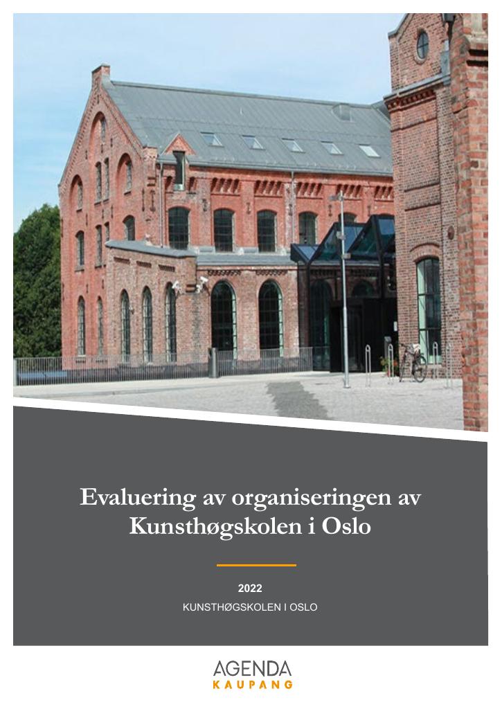 Forsiden av dokumentet Evaluering av organiseringen av KHiO