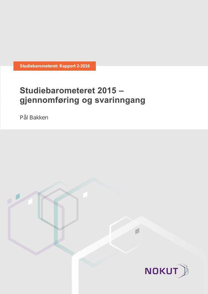 Forsiden av dokumentet Studiebarometeret 2015 – gjennomføring og svarinngang