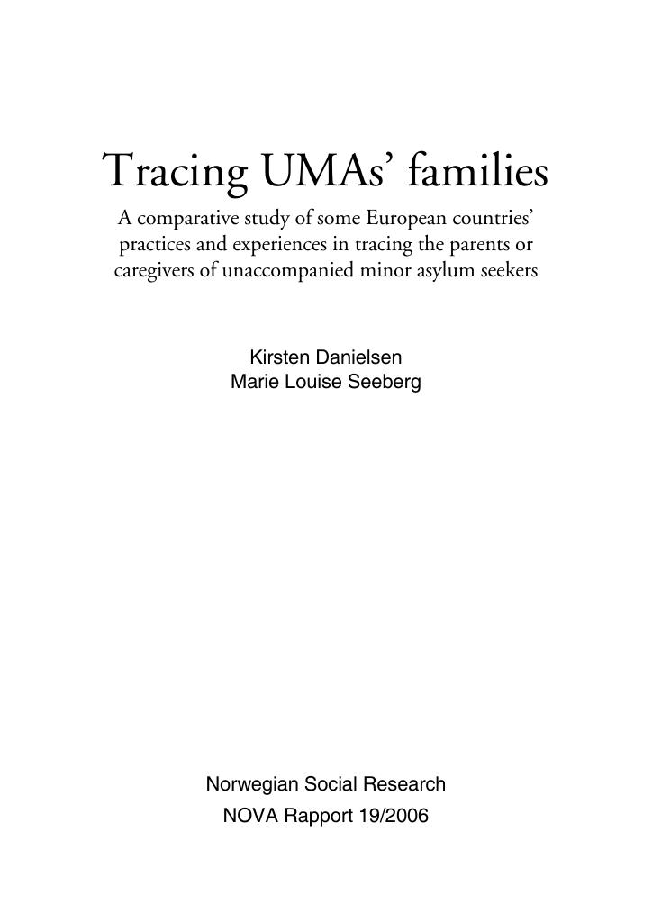 Forsiden av dokumentet Tracing UMAs’ families