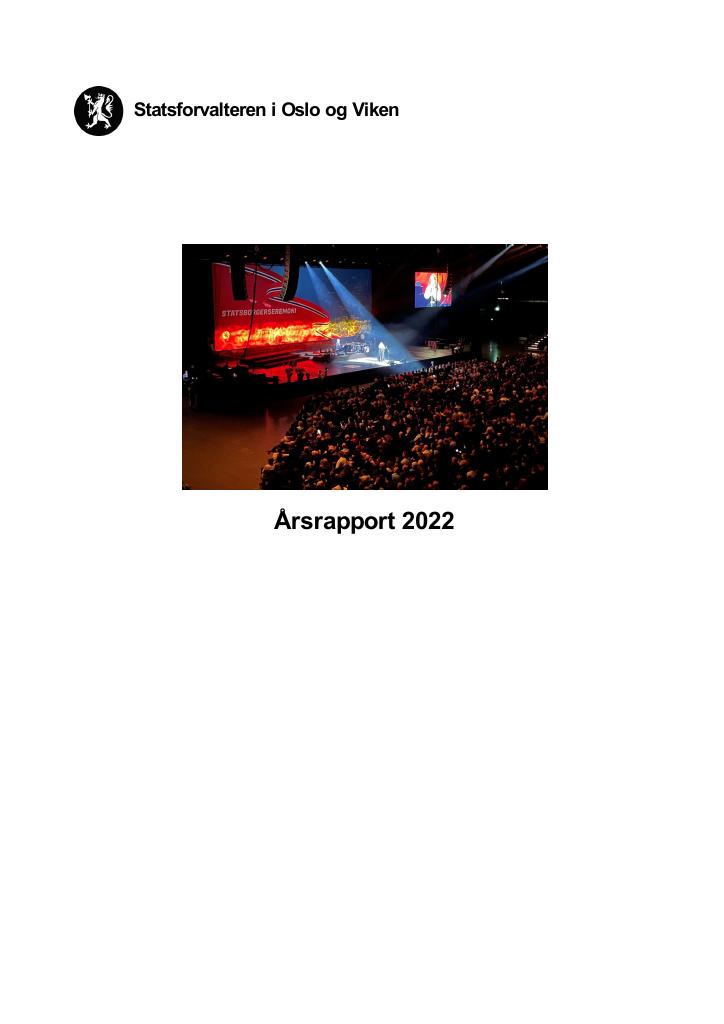 Forsiden av dokumentet Årsrapport Statsforvalteren i Oslo og Viken 2022
