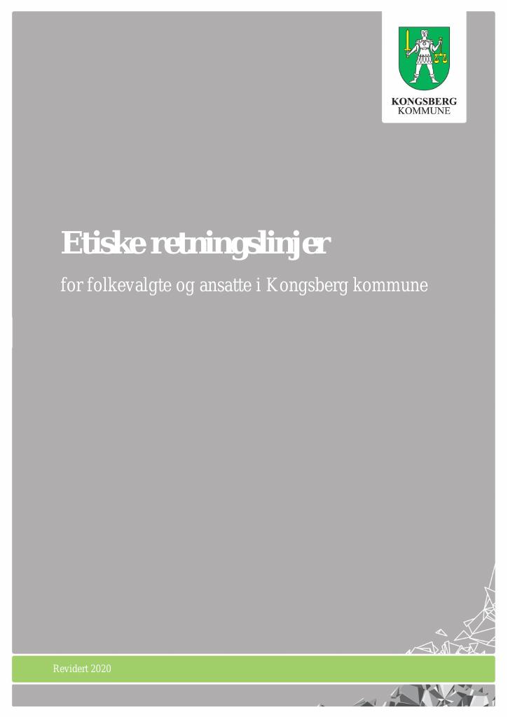 Forsiden av dokumentet Etiske retningslinjer for folkevalgte og ansatte i Kongsberg kommune