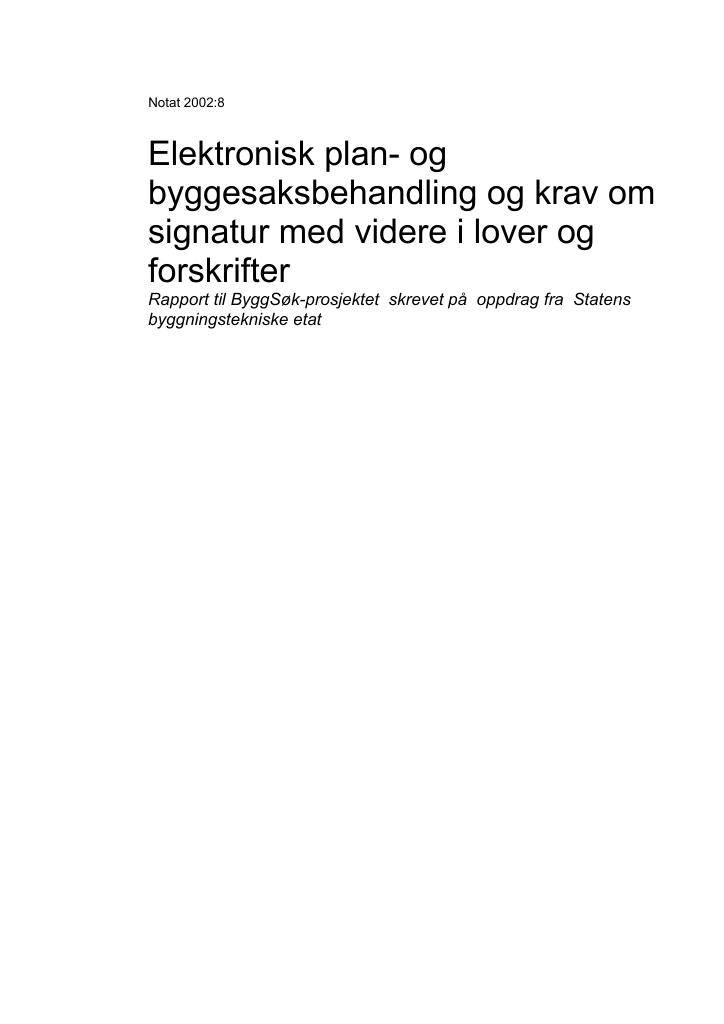 Forsiden av dokumentet Elektronisk plan- og byggesaksbehandling