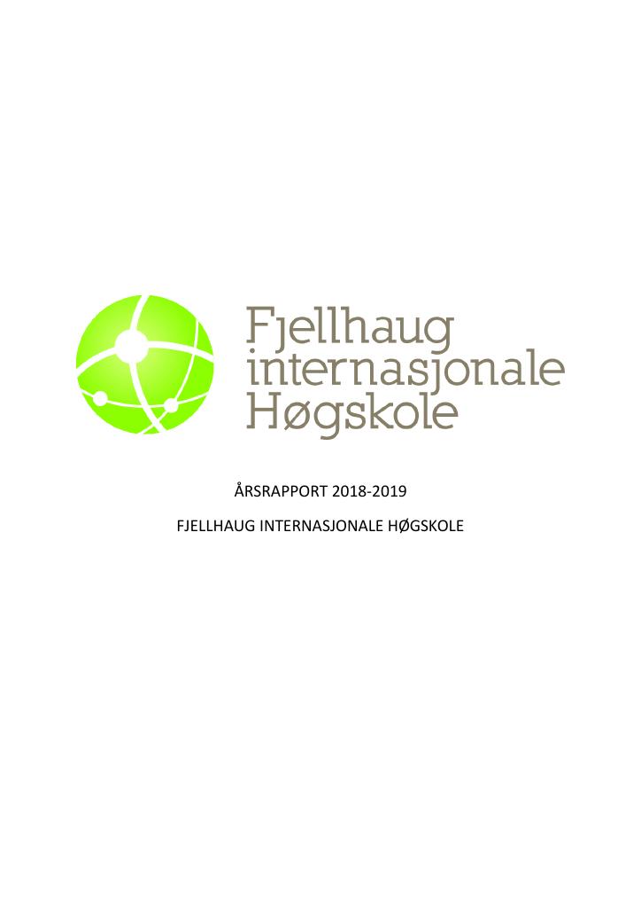 Forsiden av dokumentet Årsrapport Fjellhaug Internasjonale Høgskole 2018