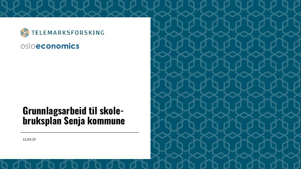 Forsiden av dokumentet Grunnlagsarbeid til skolebruksplan Senja kommune
