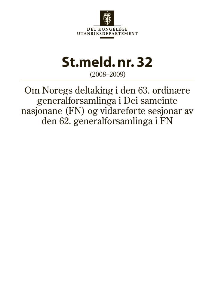 Forsiden av dokumentet St.meld. nr. 32 (2008-2009)