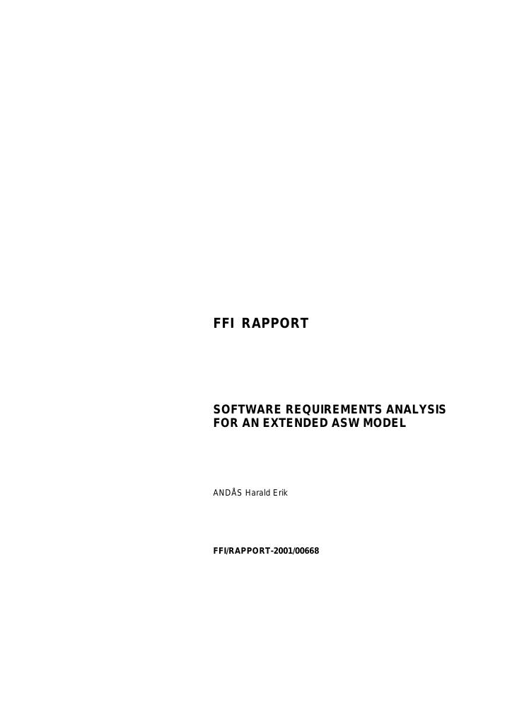Forsiden av dokumentet Software requirements analysis for an extended ASW model