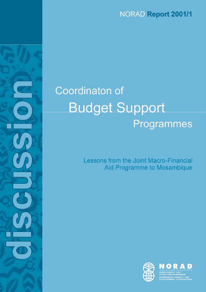 Forsiden av dokumentet Coordination of budget support programmes: Lessons from the Joint Macro-Financial Aid Programme to Mosambique