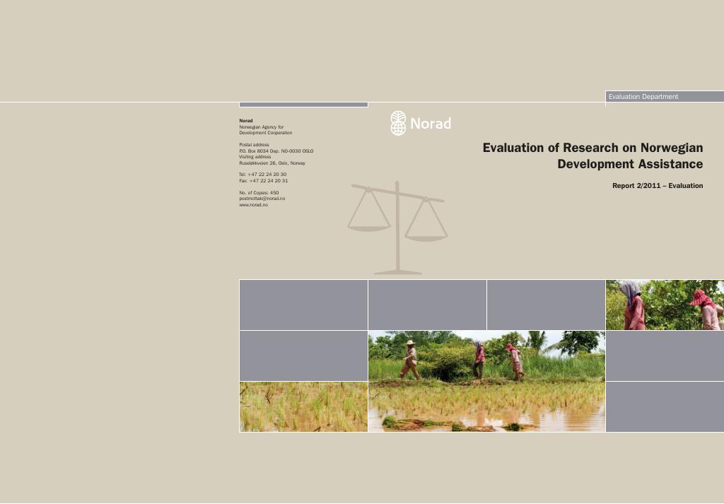 Forsiden av dokumentet Evaluation of Research on Norwegian Development Assistance