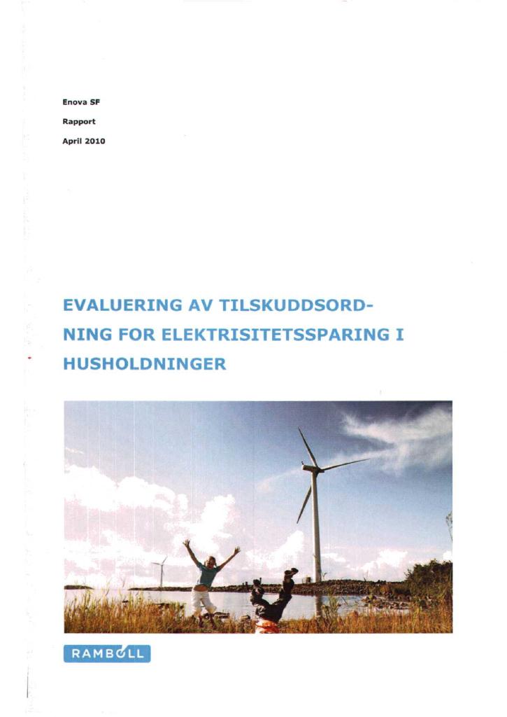 Forsiden av dokumentet Evaluering av tilskuddsordning for elektrisitetssparing i husholdninger 