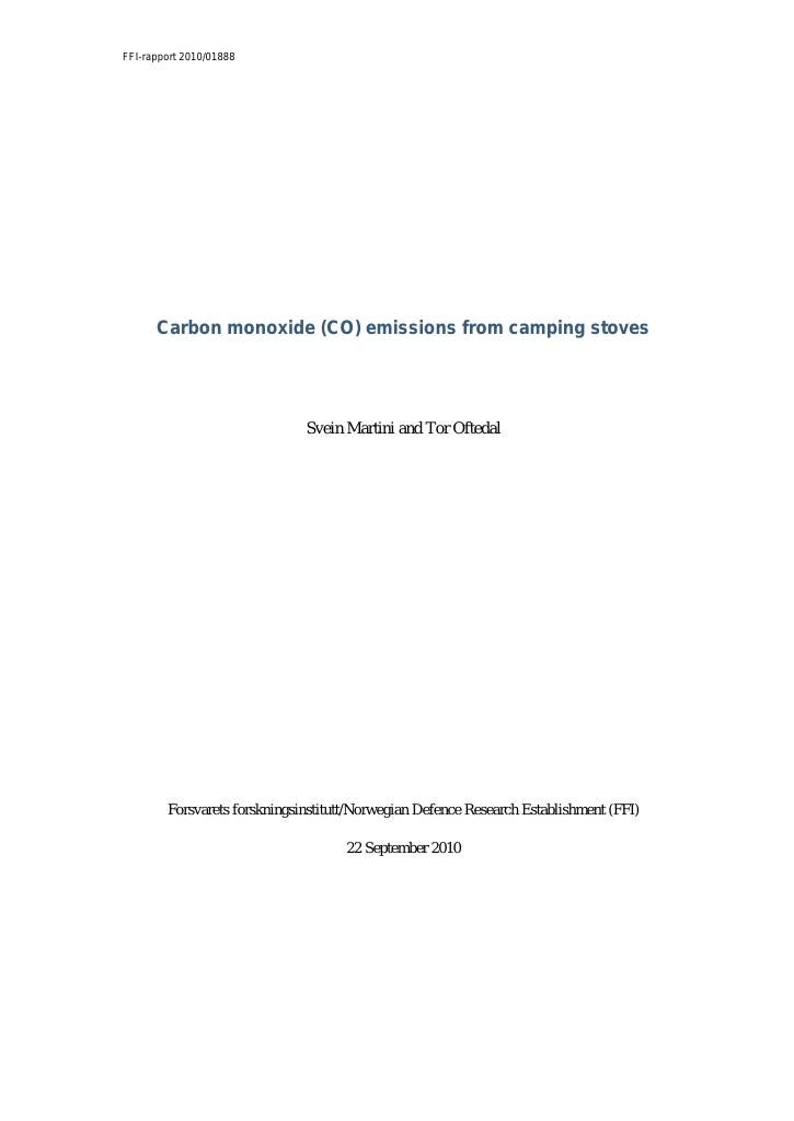 Forsiden av dokumentet Carbon monoxide (CO) emissions from camping stoves