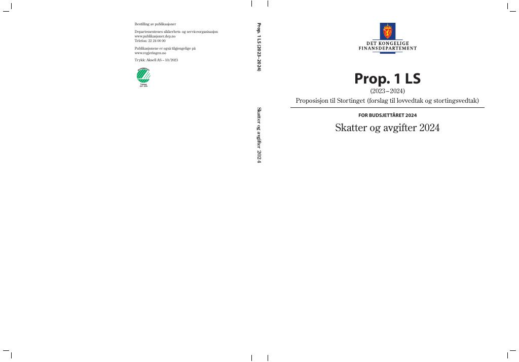 Forsiden av dokumentet Prop. 1 LS (2023–2024)