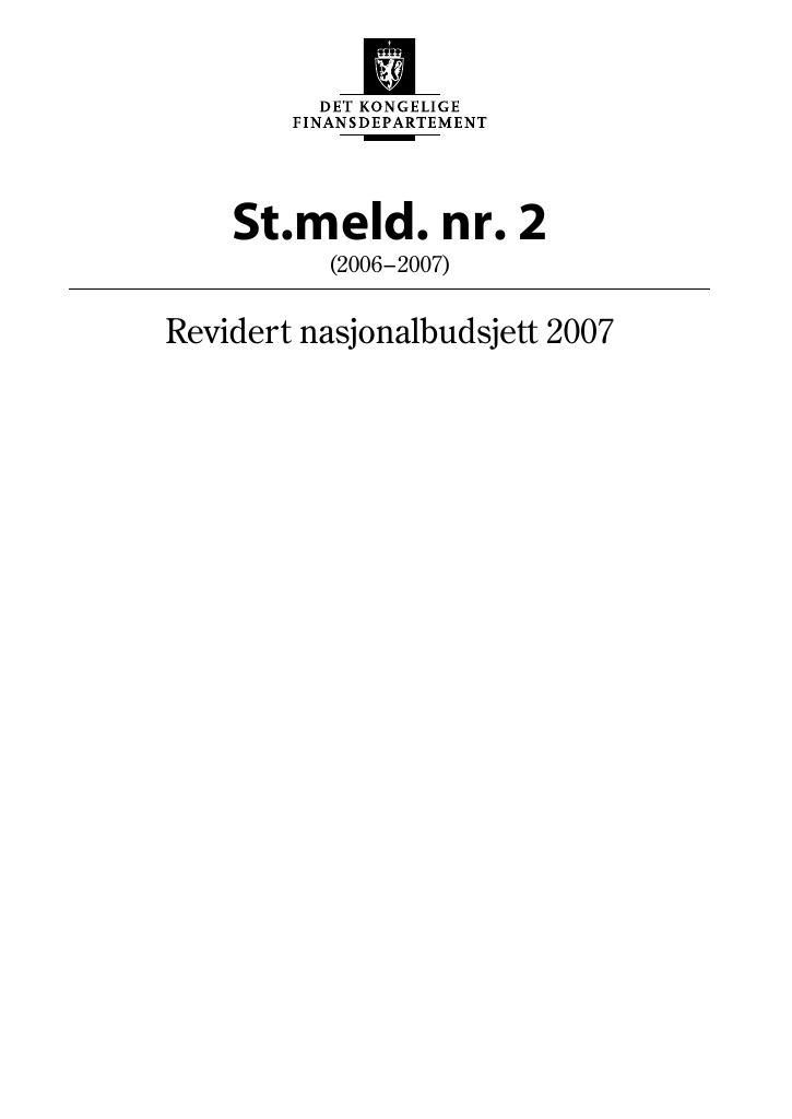 Forsiden av dokumentet St.meld. nr. 2 (2006-2007)