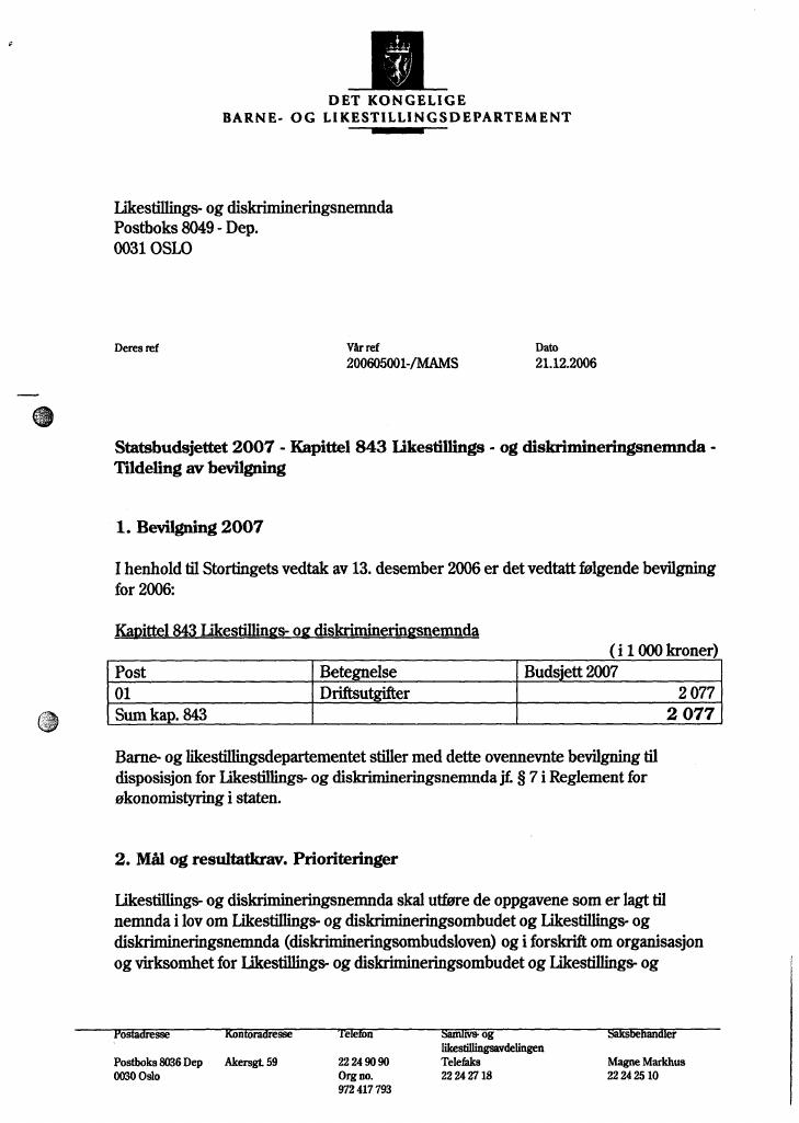 Forsiden av dokumentet Likestillings- og diskrimineringsnemnda