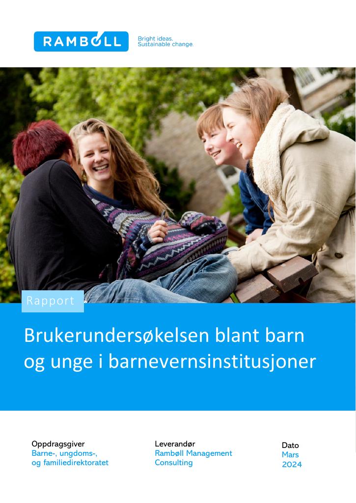 Forsiden av dokumentet Brukerundersøkelsen blant barn og unge i barnevernsinstitusjoner