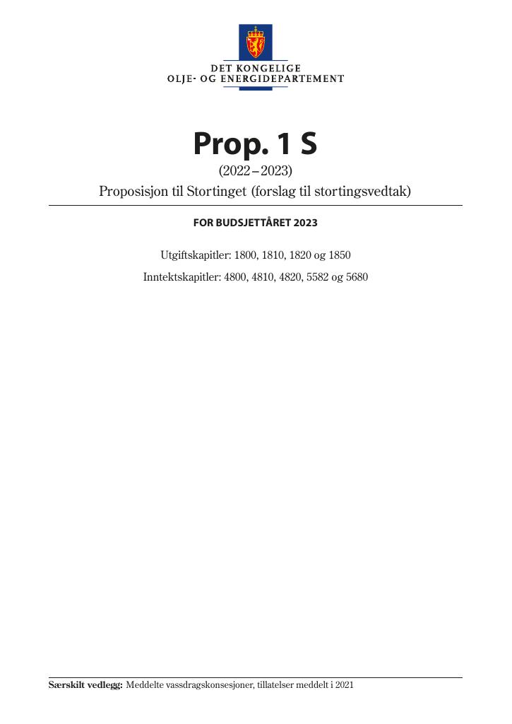 Forsiden av dokumentet Prop. 1 S (2022–2023)