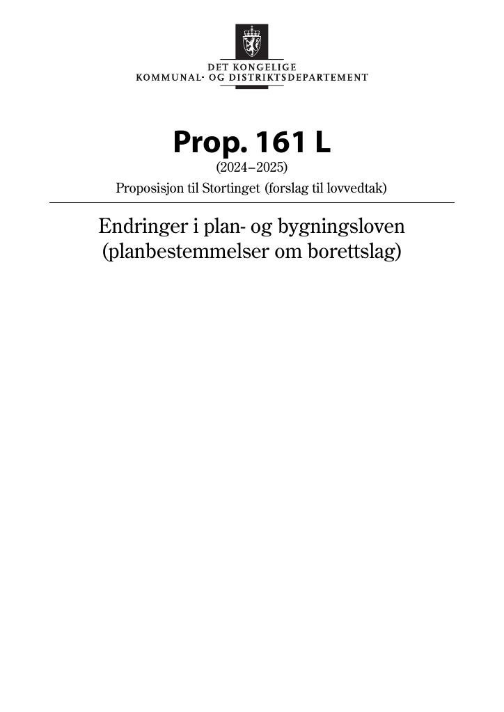 Forsiden av dokumentet Prop. 161 L (2024–2025)