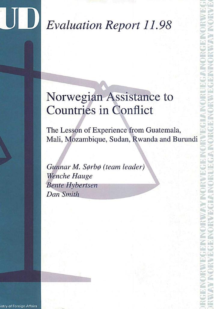 Forsiden av dokumentet Norwegian Assistance to Countries in Conflict - The lesson of Experience from Guatemala, Mali, Mozambique, Sudan, Rwanda and Burundi