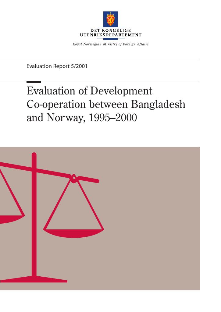 Forsiden av dokumentet Evaluation of Development Co-operation between Bangladesh and Norway, 1995–2000