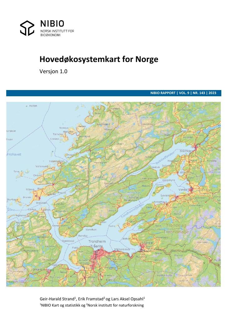 Forsiden av dokumentet Hovedøkosystemkart for Norge
