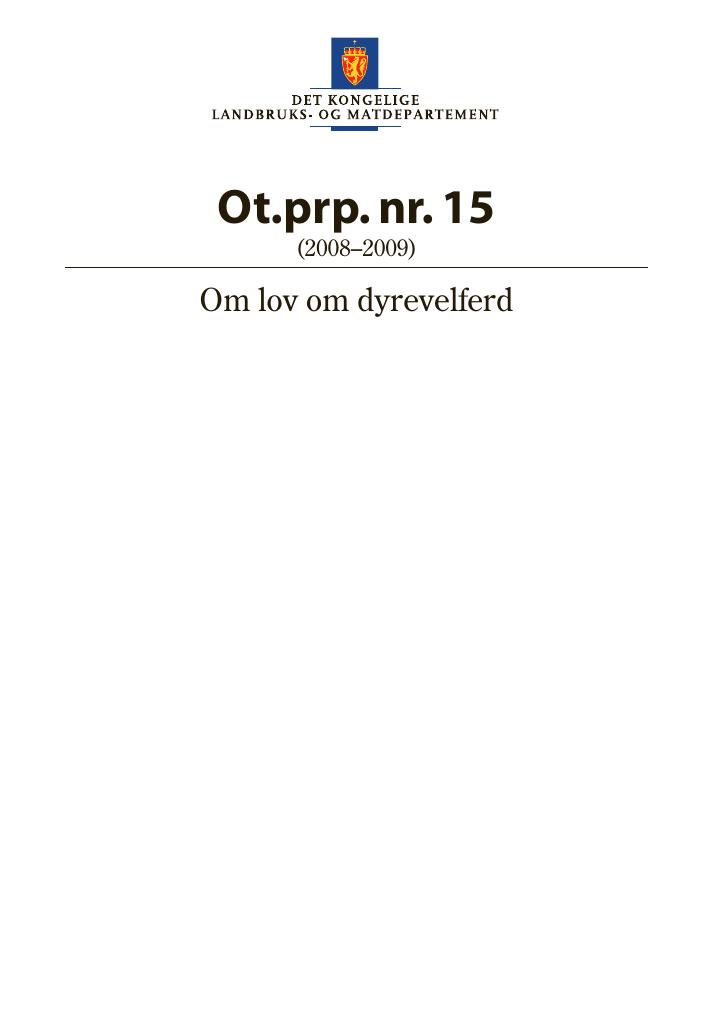 Forsiden av dokumentet Ot.prp. nr. 15 (2008-2009)