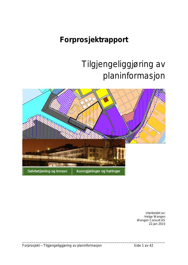 Forsiden av dokumentet Tilgjengeliggjøring av planinformasjon