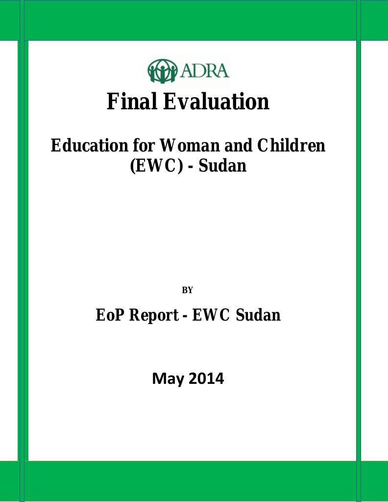 Forsiden av dokumentet Final Evaluation – Education for Women and Children (EWC) Sudan