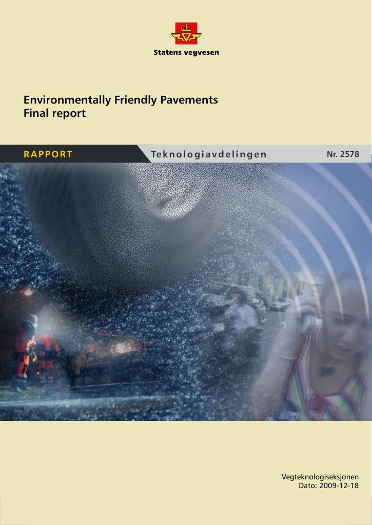 Forsiden av dokumentet Environmentally Friendly Pavements. Final report