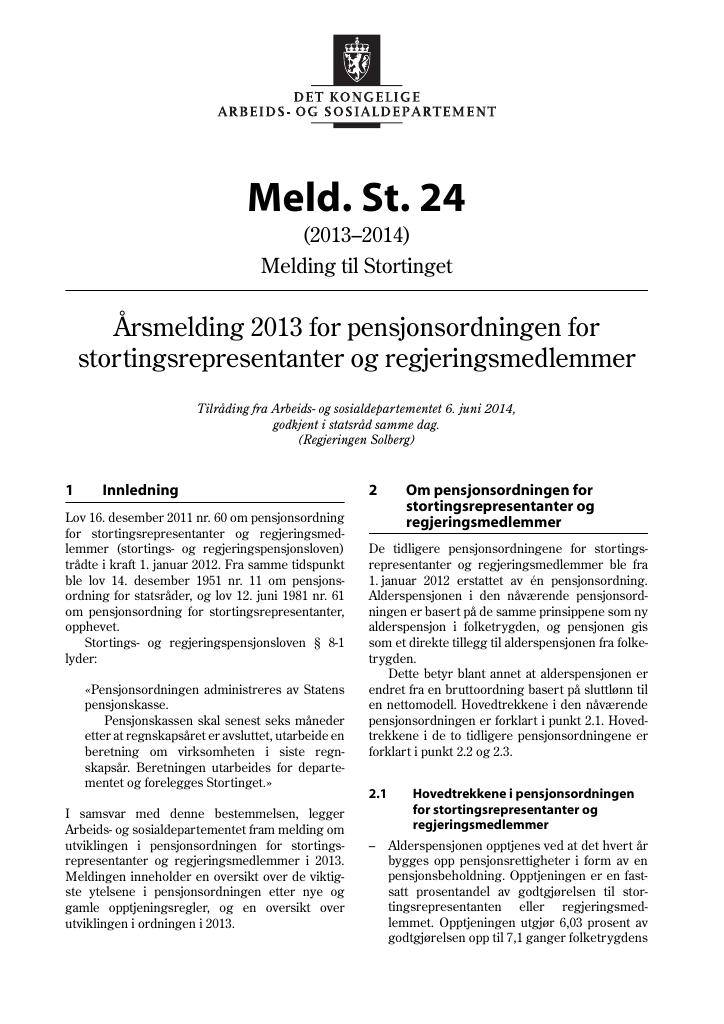 Forsiden av dokumentet Meld. St. 24 (2013–2014)