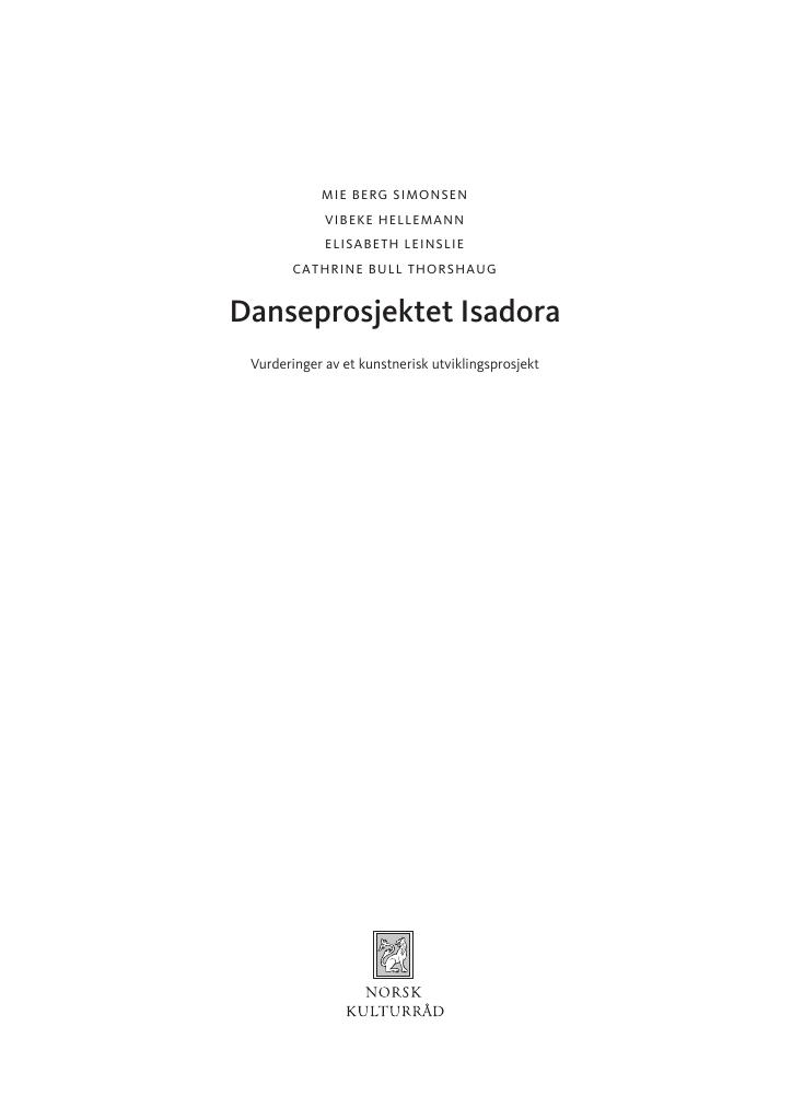 Forsiden av dokumentet Danseprosjektet Isadora