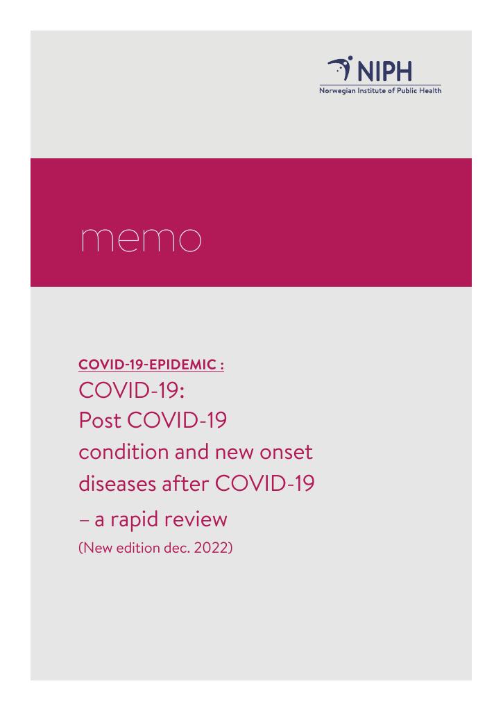 Forsiden av dokumentet Post COVID-19 condition and new onset diseases after COVID-19