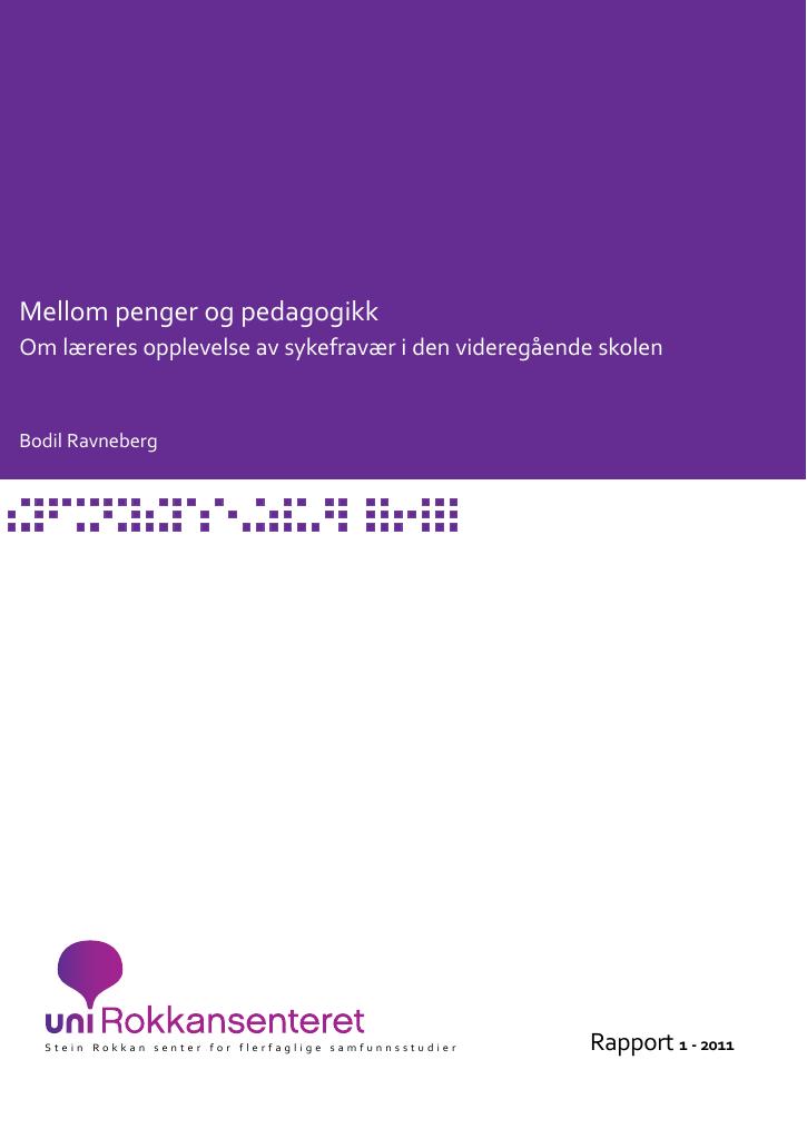 Forsiden av dokumentet Mellom penger og pedagogikk