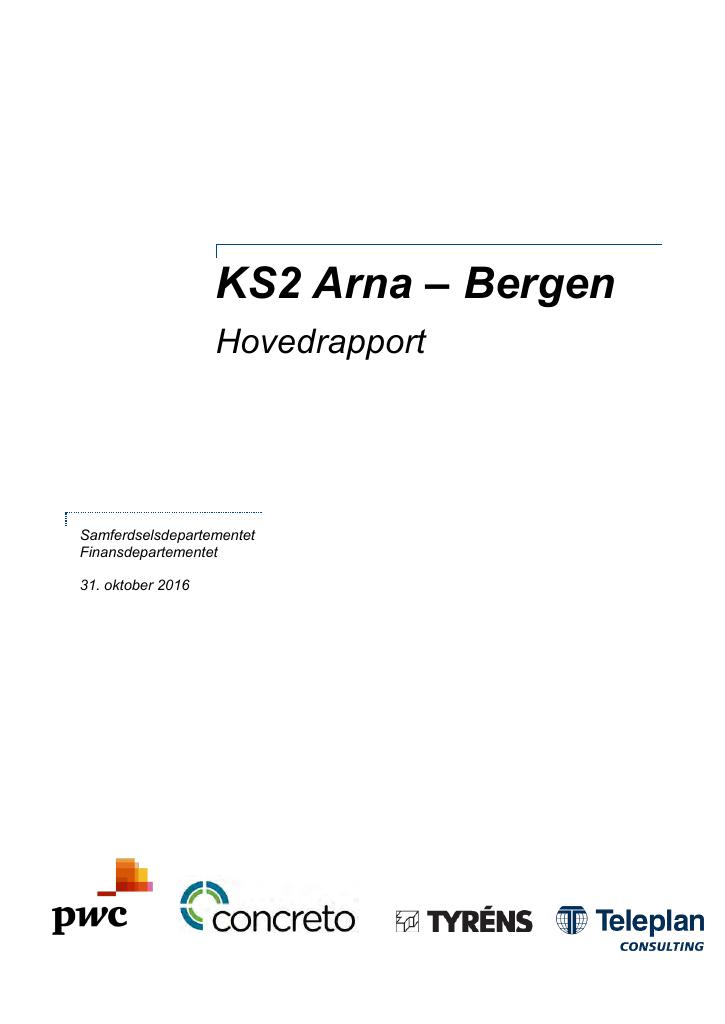 Forsiden av dokumentet Kvalitetssikringsrapport (KS2) for Arna - Bergen