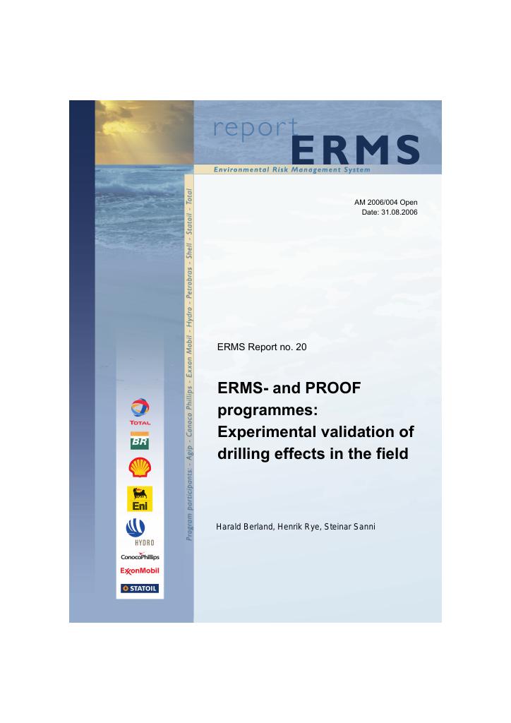 Forsiden av dokumentet ERMS- and PROOF programmes