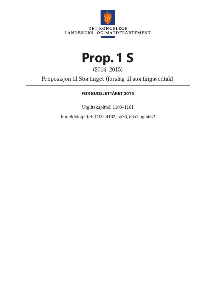 Forsiden av dokumentet Prop. 1 S (2014–2015)